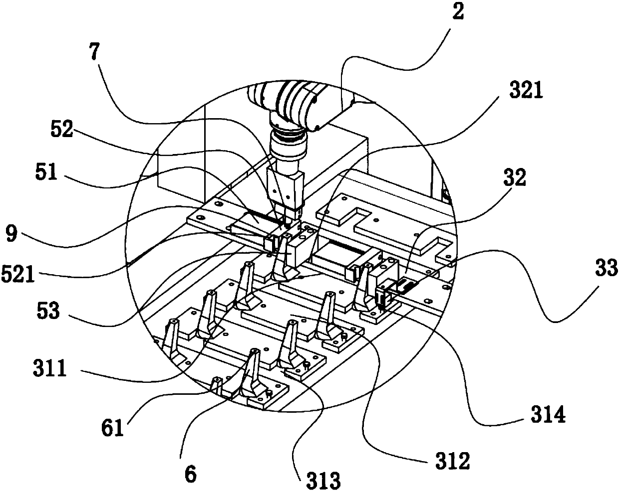 Automatic production equipment for paint spraying of heels of high-heeled shoes and production method