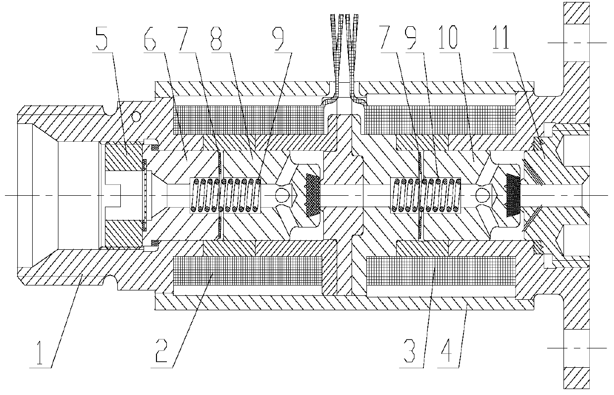 Straight-through variable flow solenoid control valve