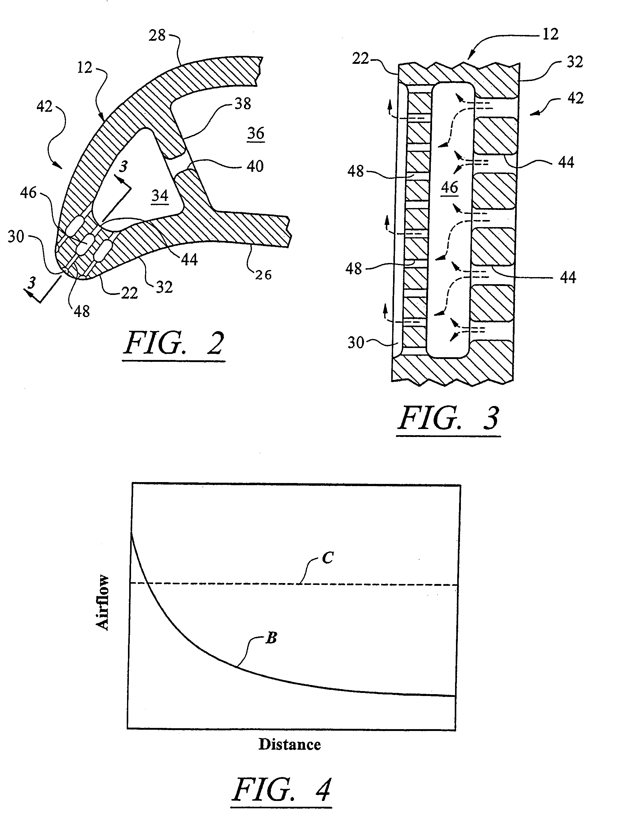 Leading edge diffusion cooling of a turbine airfoil for a gas turbine engine