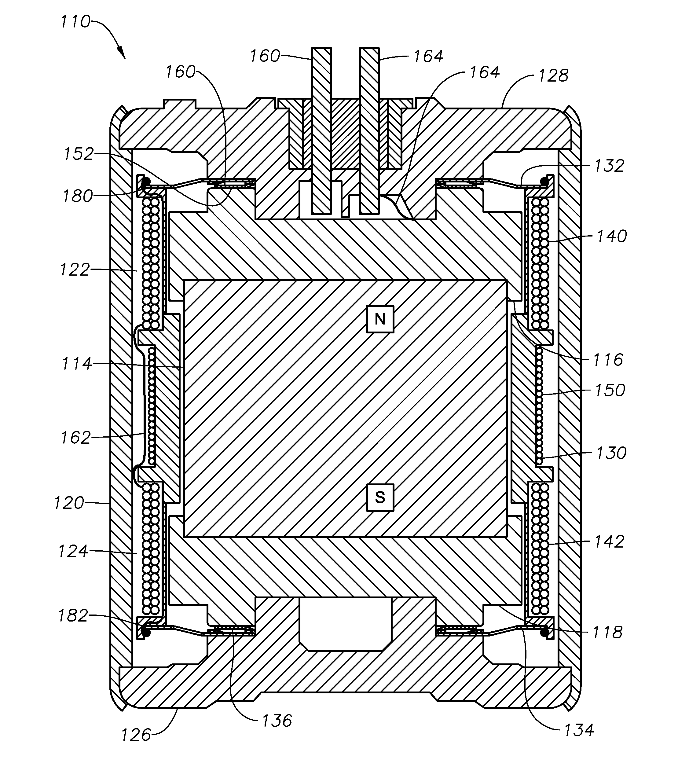 Vertical geophone having improved distortion characteristics