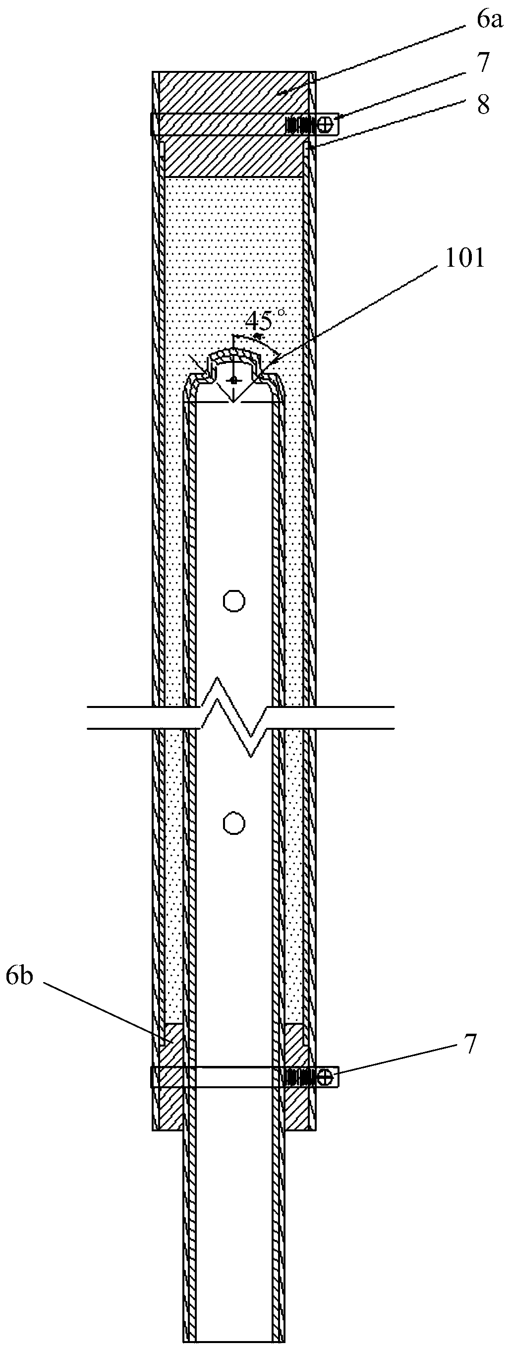 Forming die for preparing thick bottom outer-smooth metal powder filter element blind tube