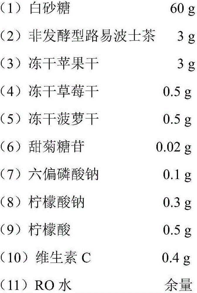 Fruity rooibos tea drink and preparation method thereof