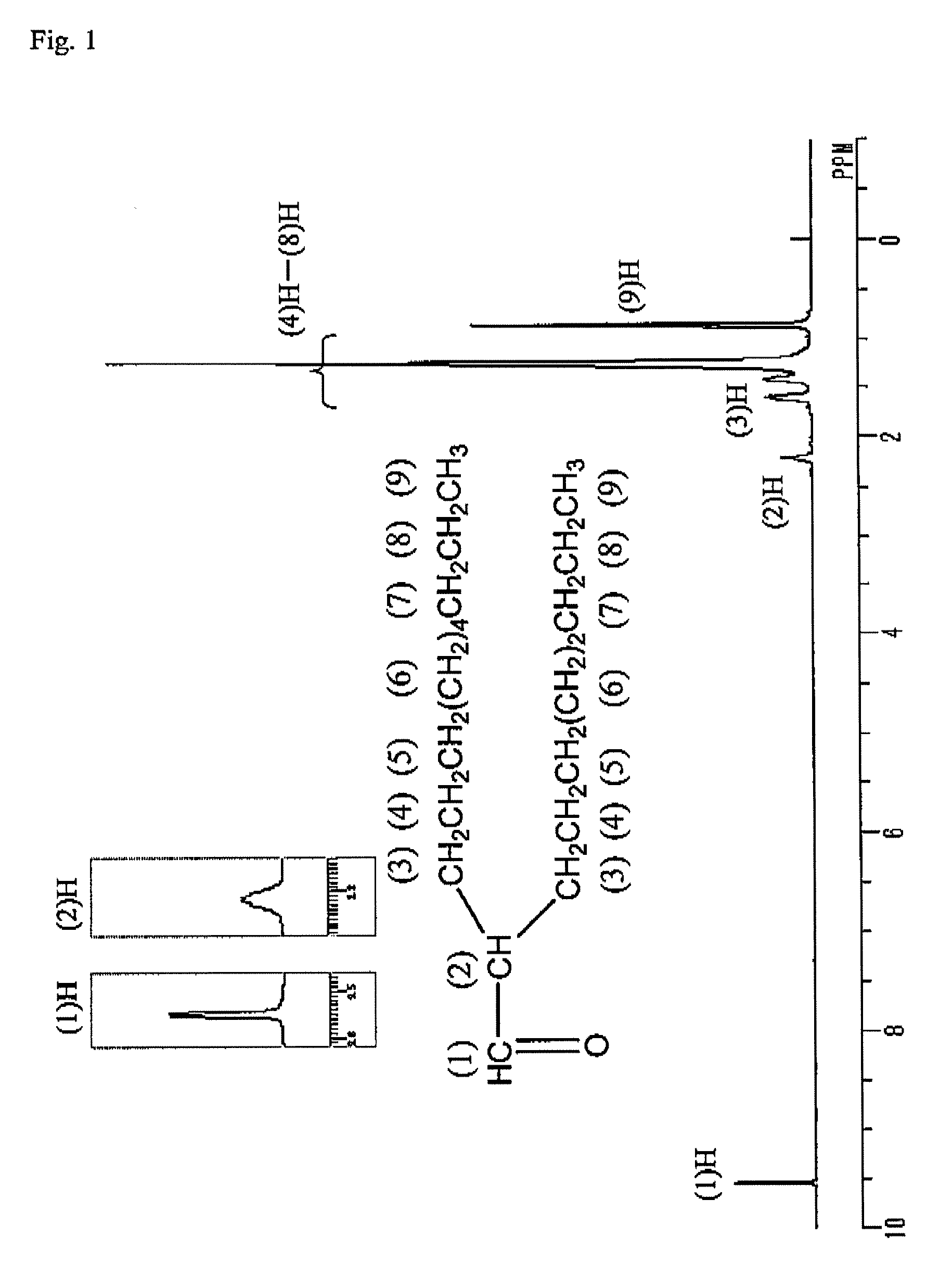 Process for producing aldehyde with 2-position branched long-chain alkyl