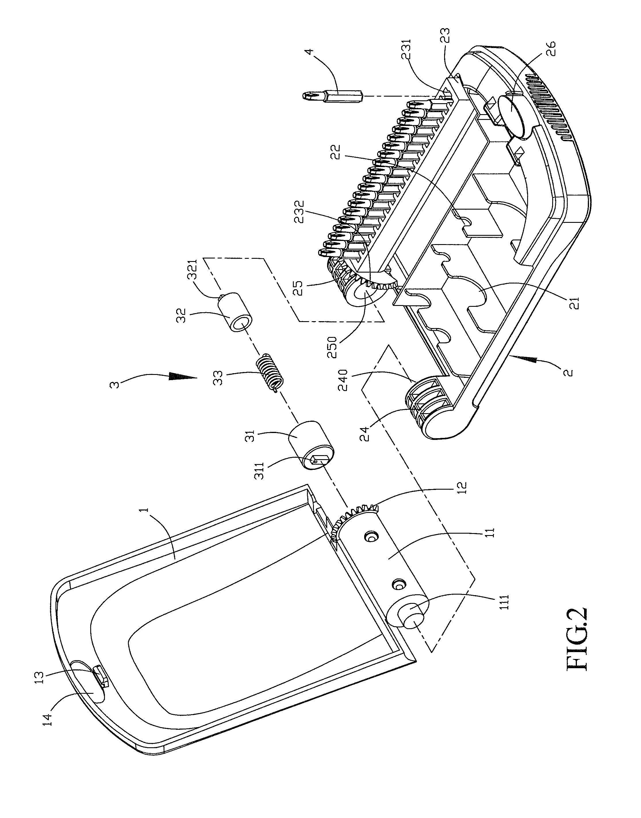 Tool box whose tool tips are rotated outward when the tool box is opened