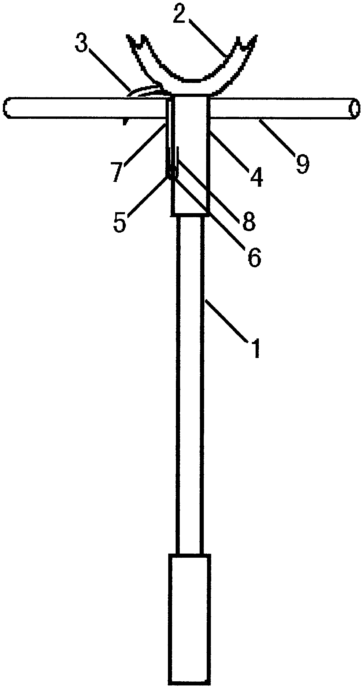 Hook of clothing supporting rod in preventing hooking and hanging clothing structure