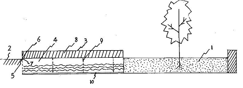 Method for watering street greening trees by utilizing rainwater