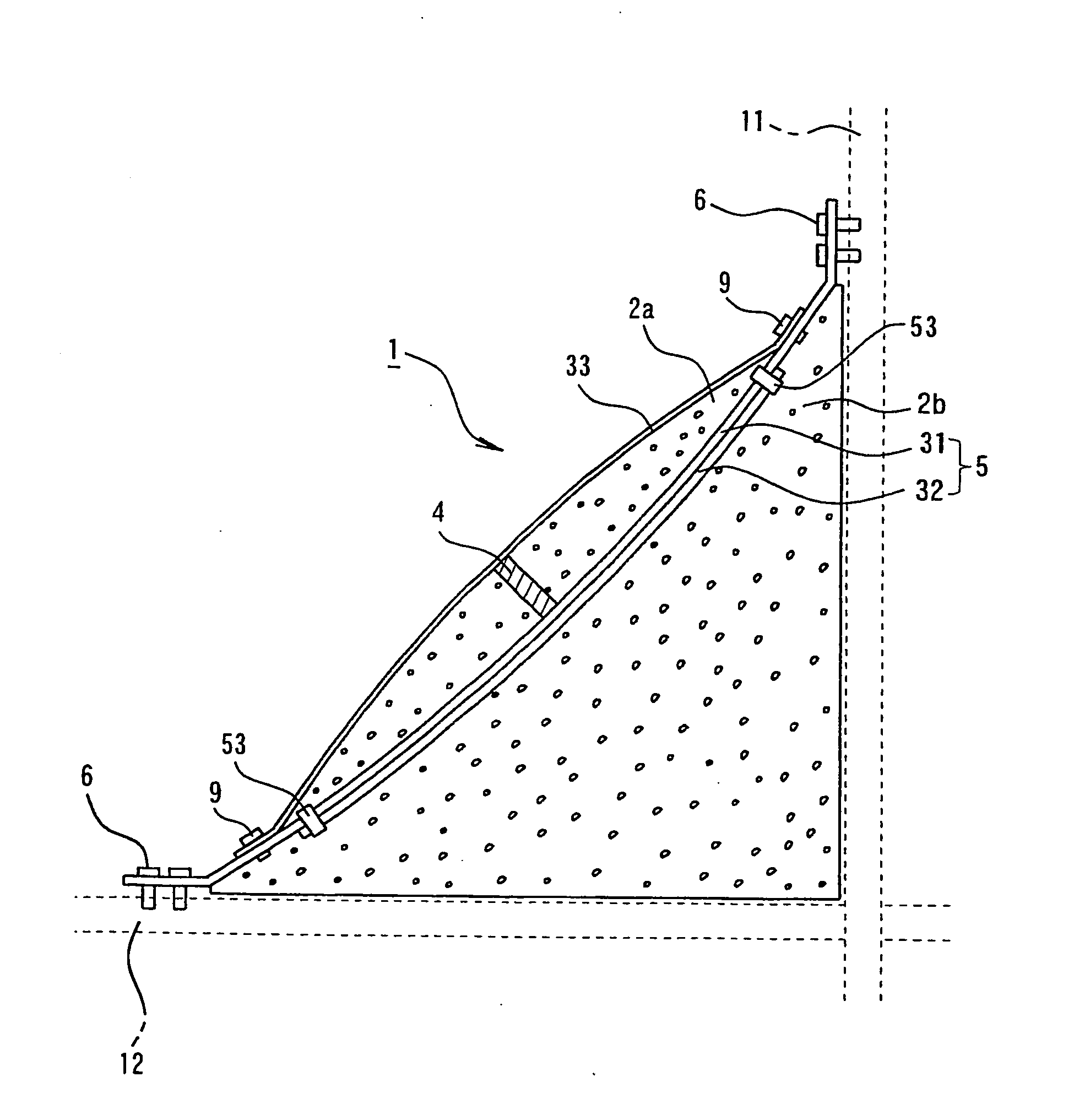 Reinforcing structure for building and reinforcing member for the structure