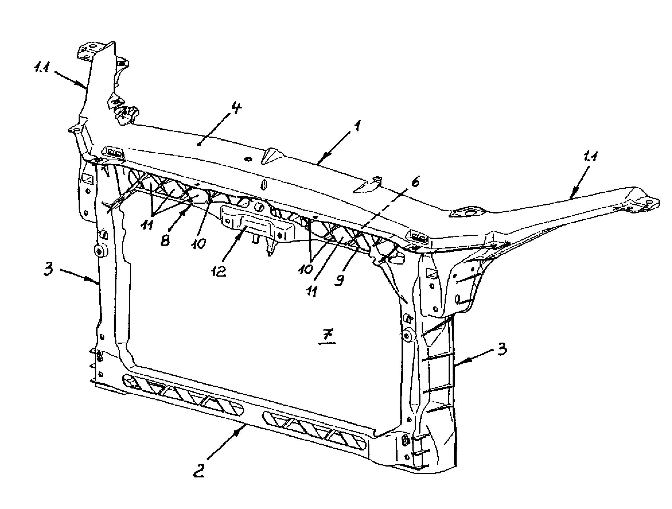 Mounting structure with a frame-shaped construction