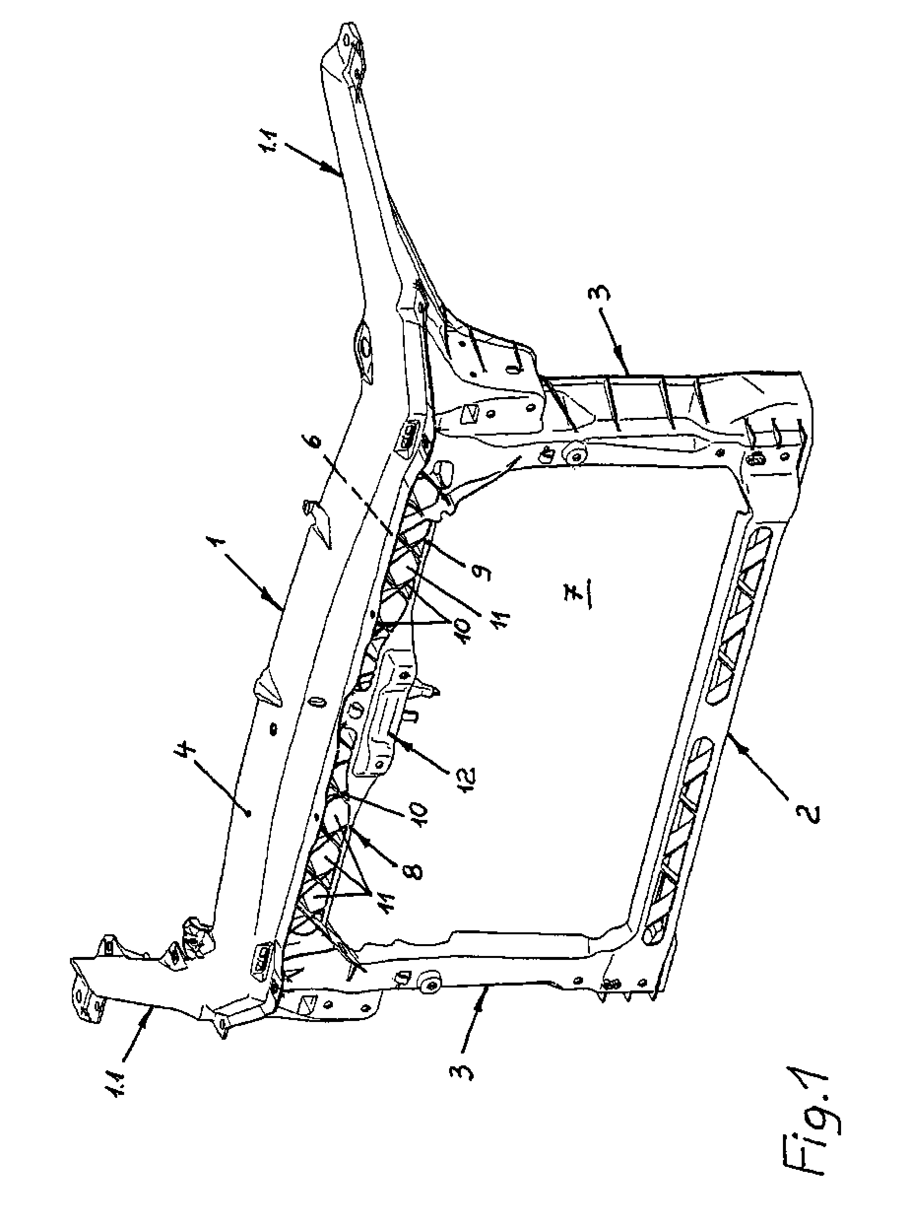 Mounting structure with a frame-shaped construction