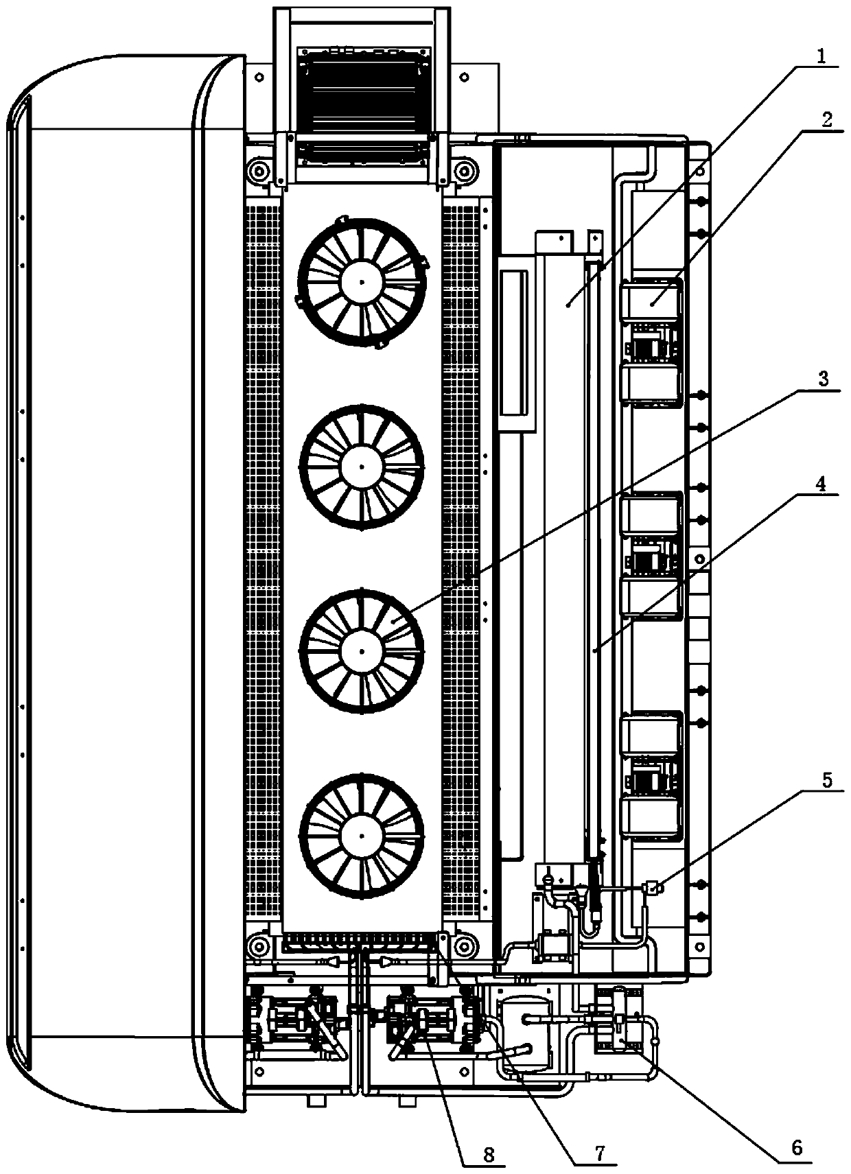 A high-efficiency defrosting heat pump type pure electric passenger car air conditioner