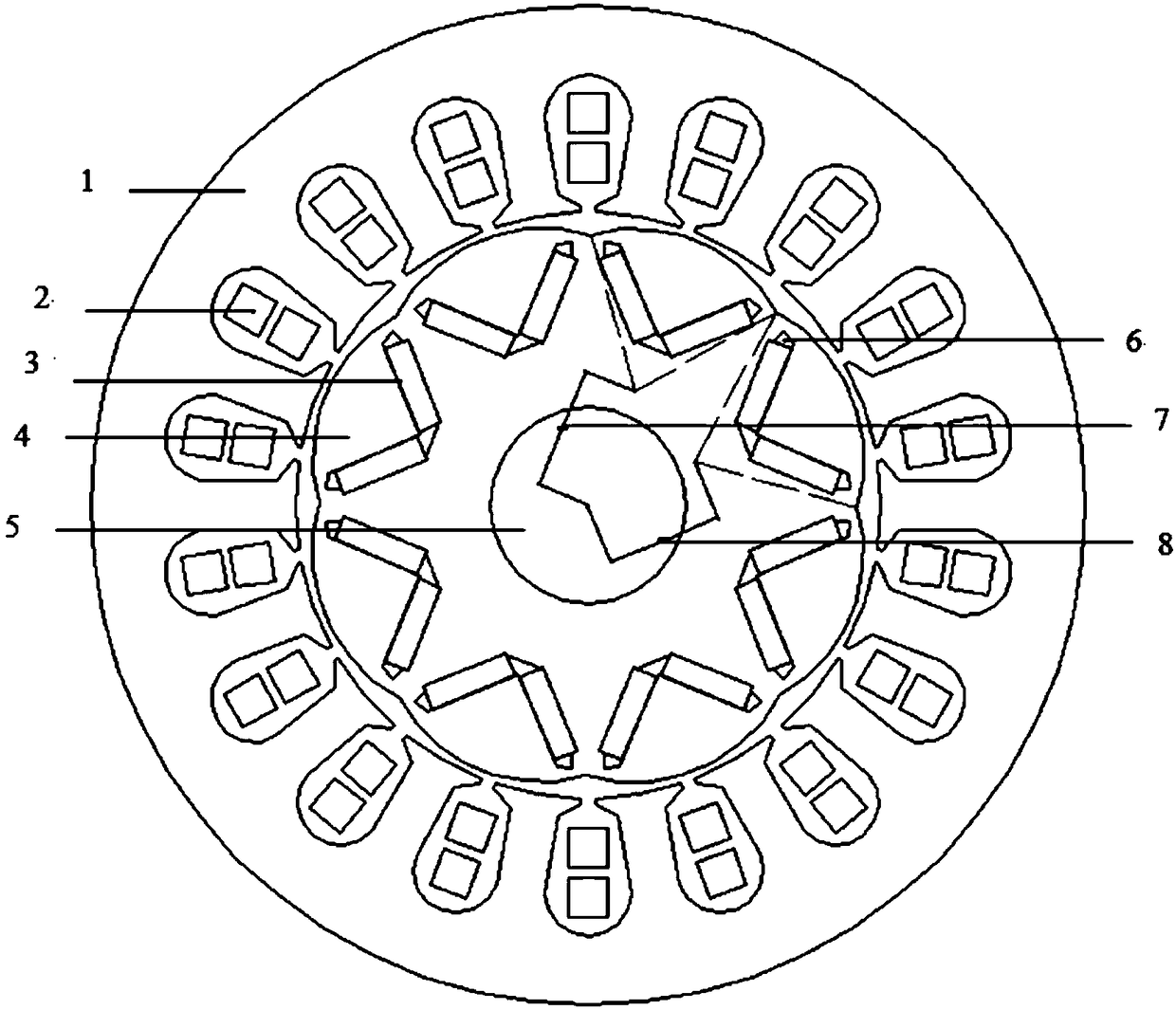 Permanent magnet synchronous motor for weakening cogging torque of built-in permanent magnet motor