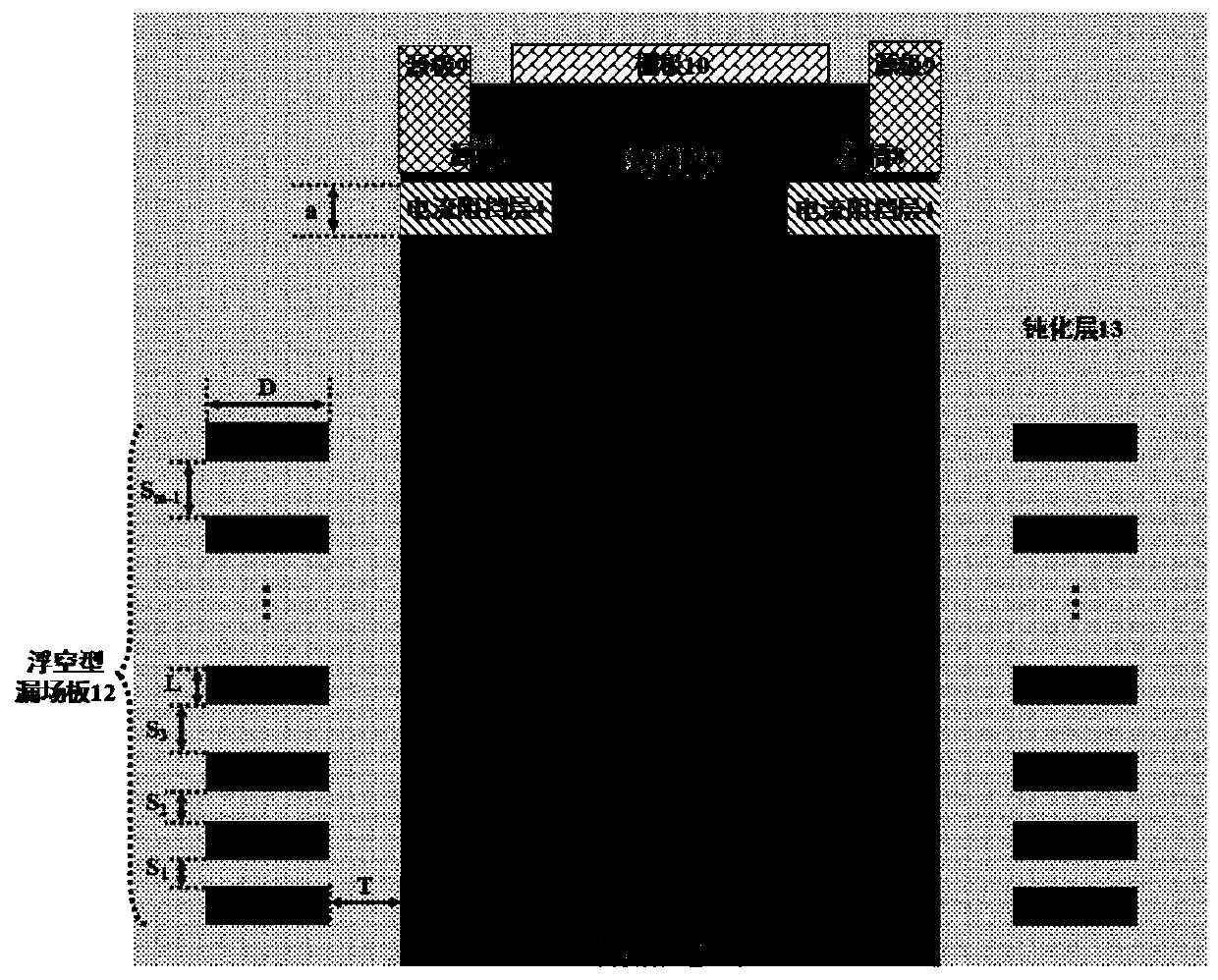 Floating type leakage field plate current aperture device and manufacturing method thereof