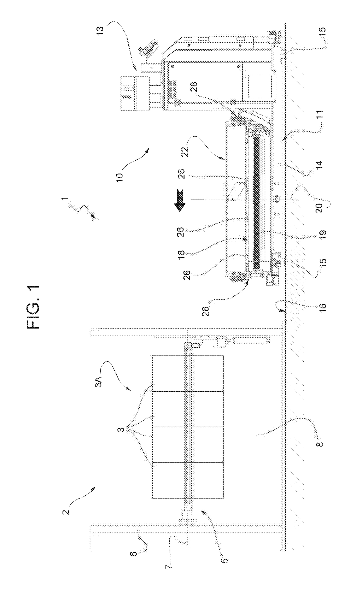 Method and machine for discharging a roll of tape from a winding spindle