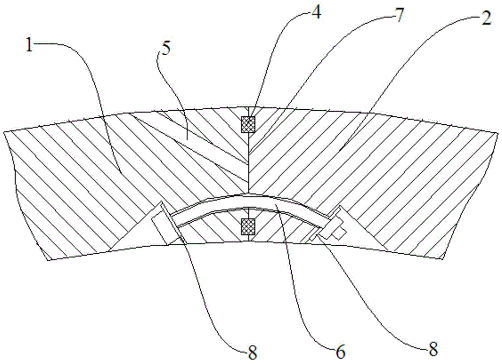 Segment test piece used for segment longitudinal seam anti-leakage performance test and manufacturing method thereof