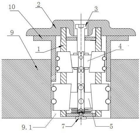 High-precision bushing assembly centering device and bushing centering assembly method