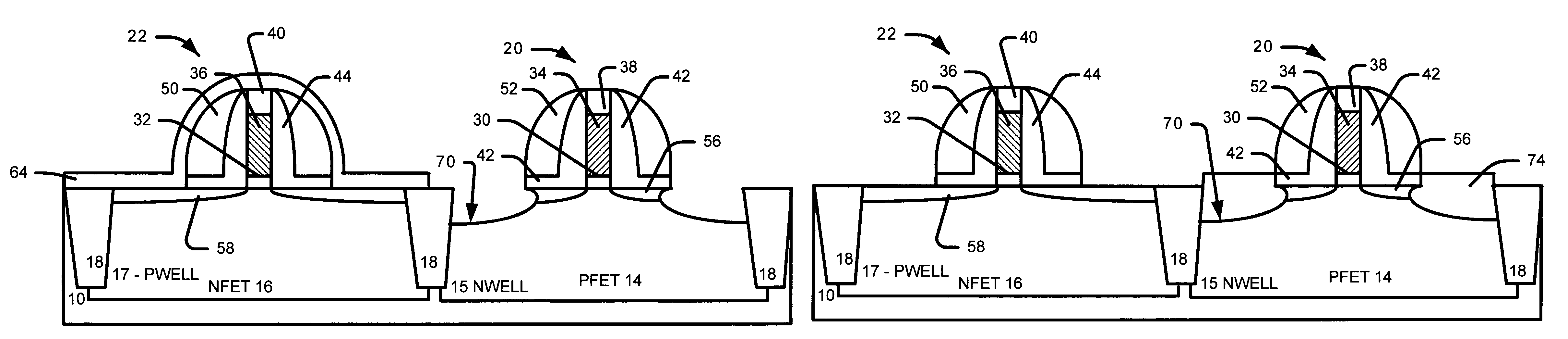 Formation of raised source/drain structures in NFET with embedded SiGe in PFET