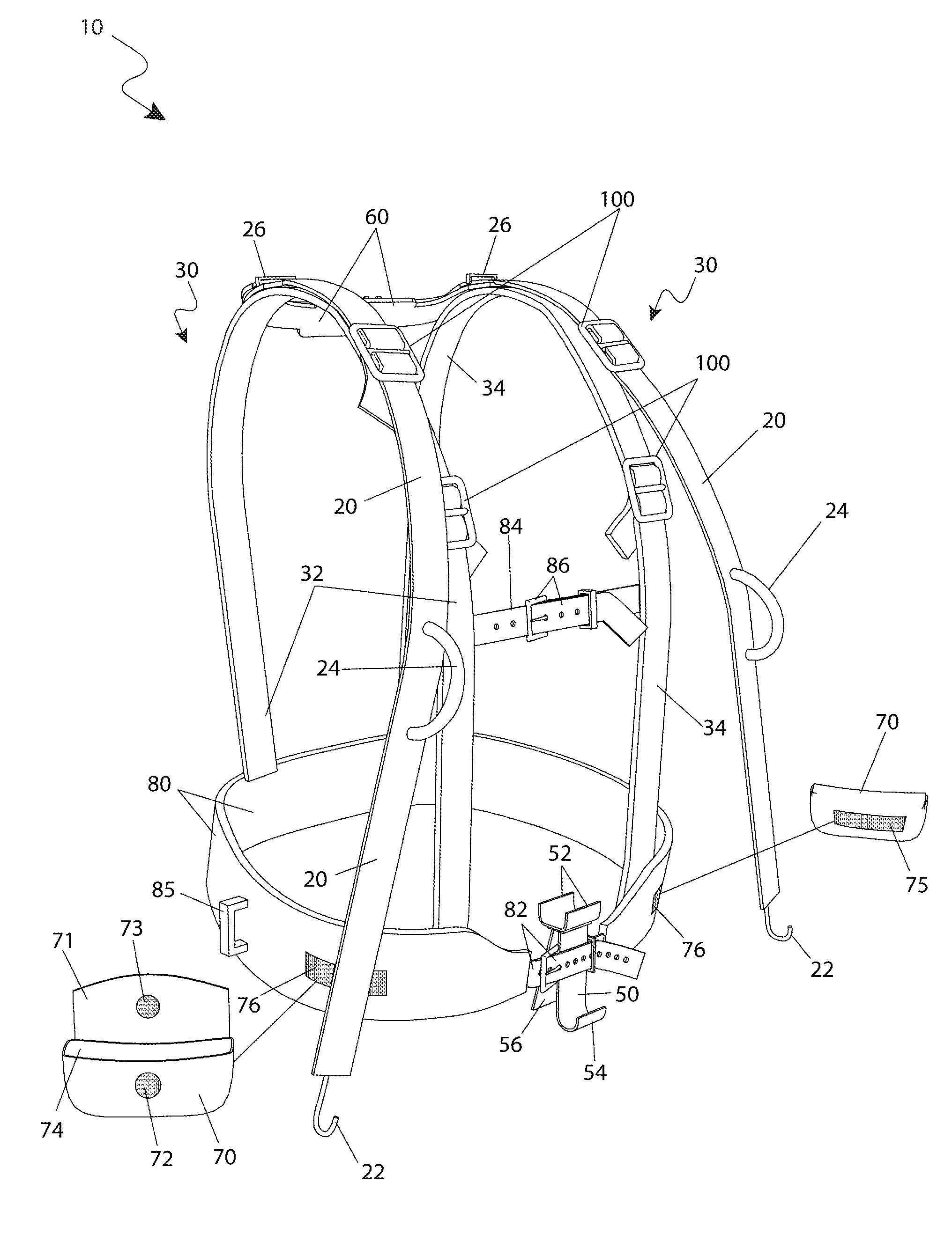 Back support lifting device for emergency personnel