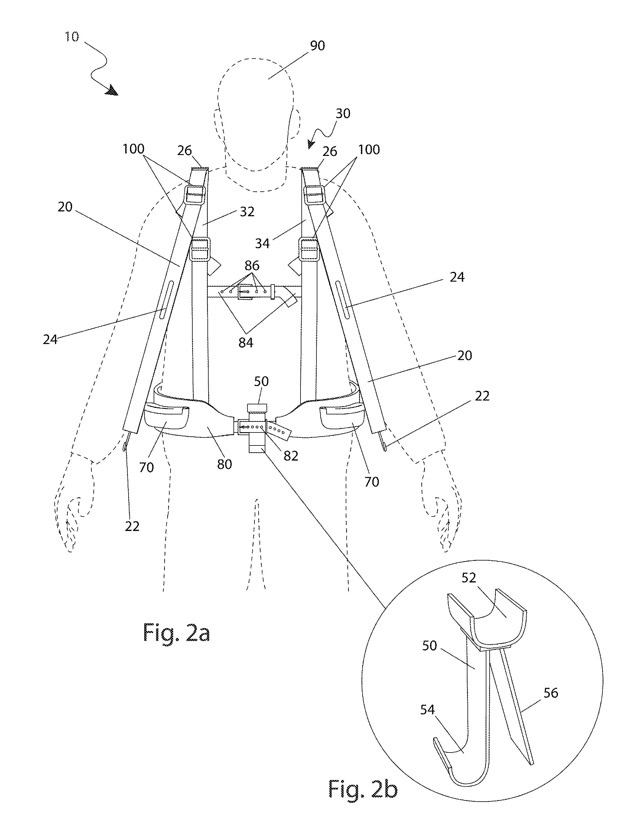 Back support lifting device for emergency personnel