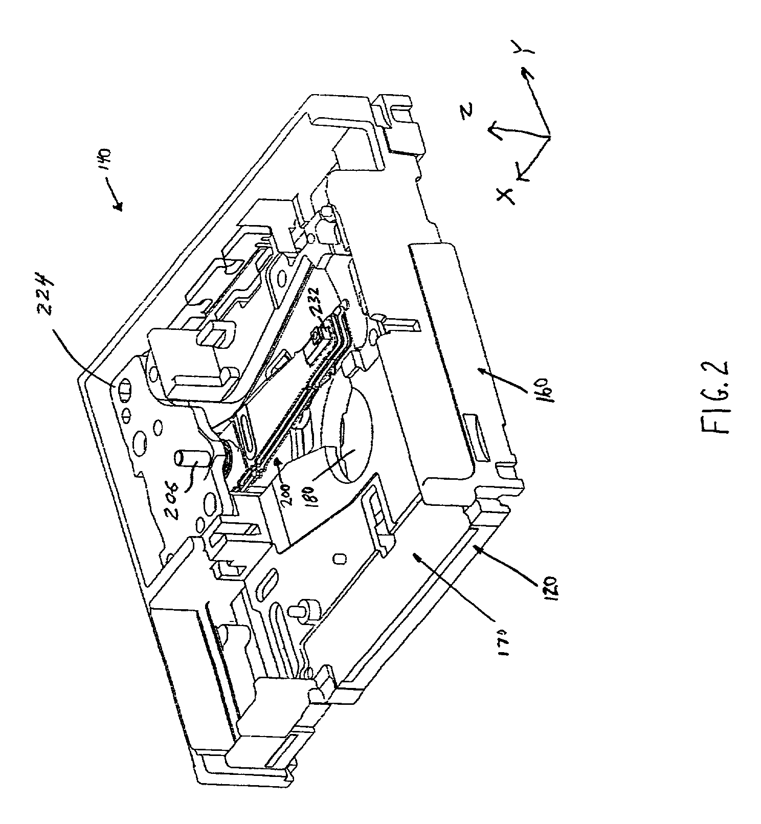 Fringing field focus motor and mechanism for optical disk drive