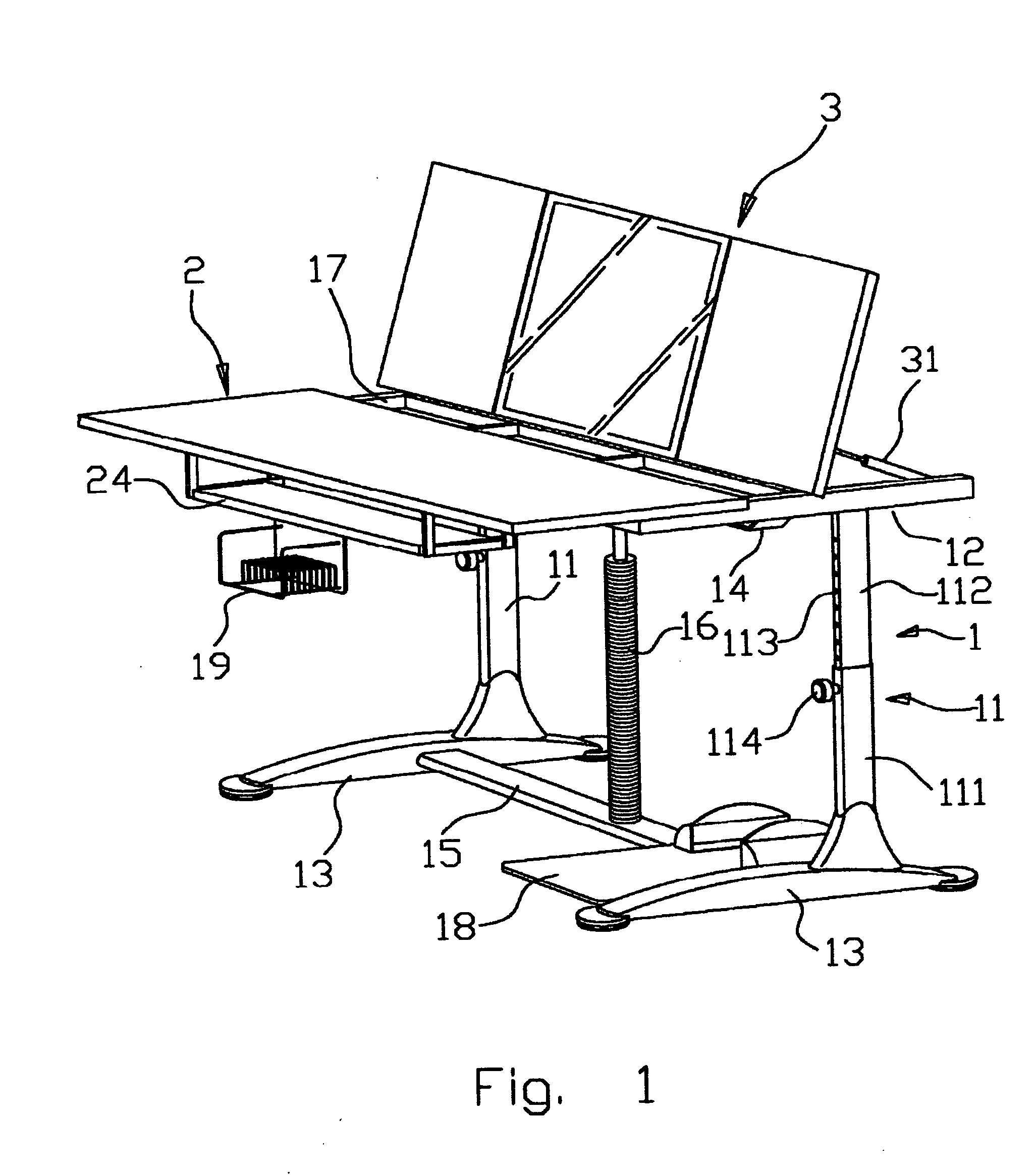 Desk with tilt-adjustable tops