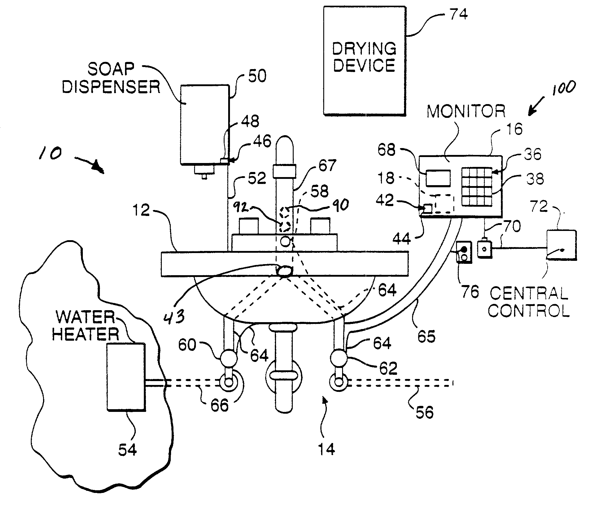 System for controlling operation of a sink