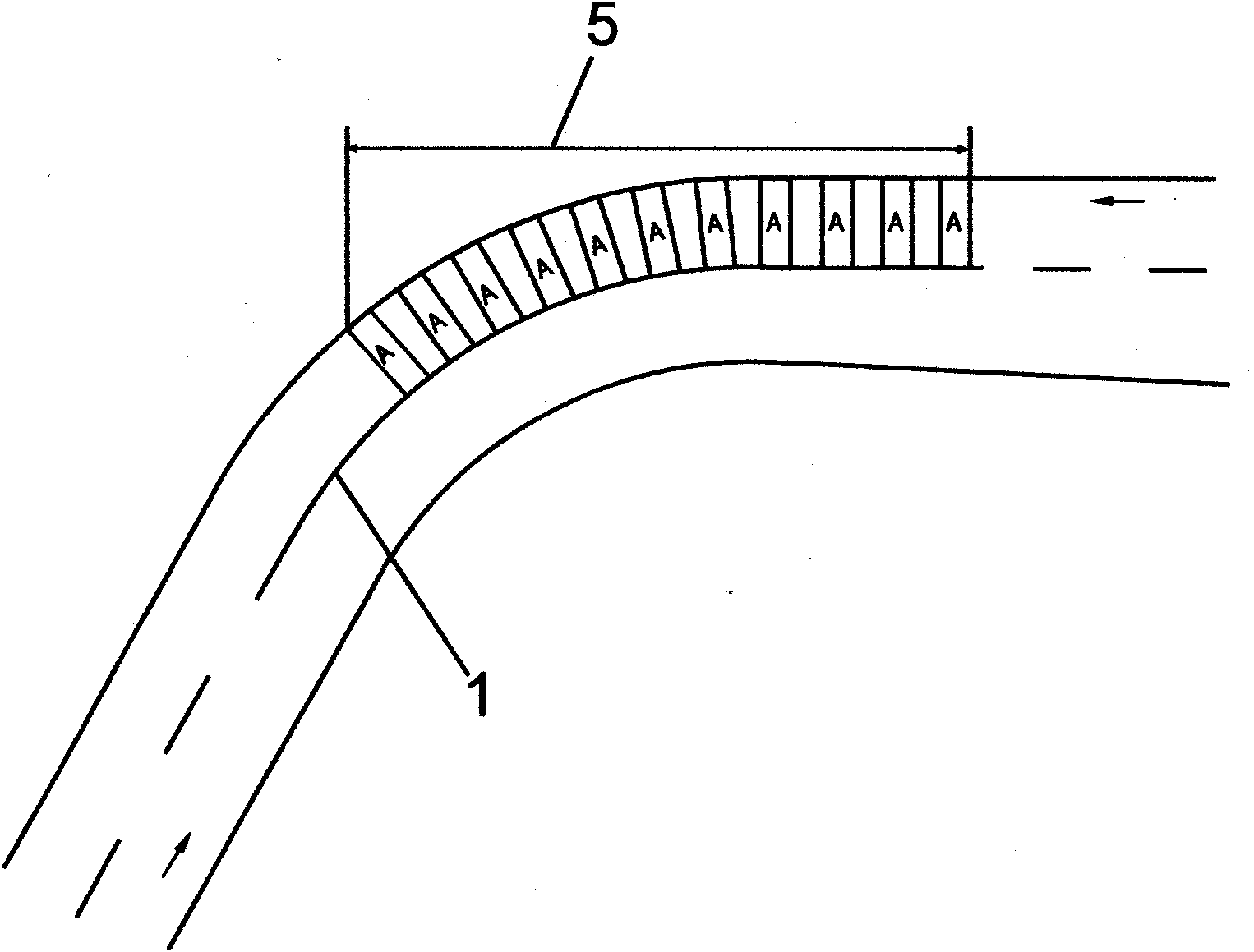 Low sloping deceleration strips