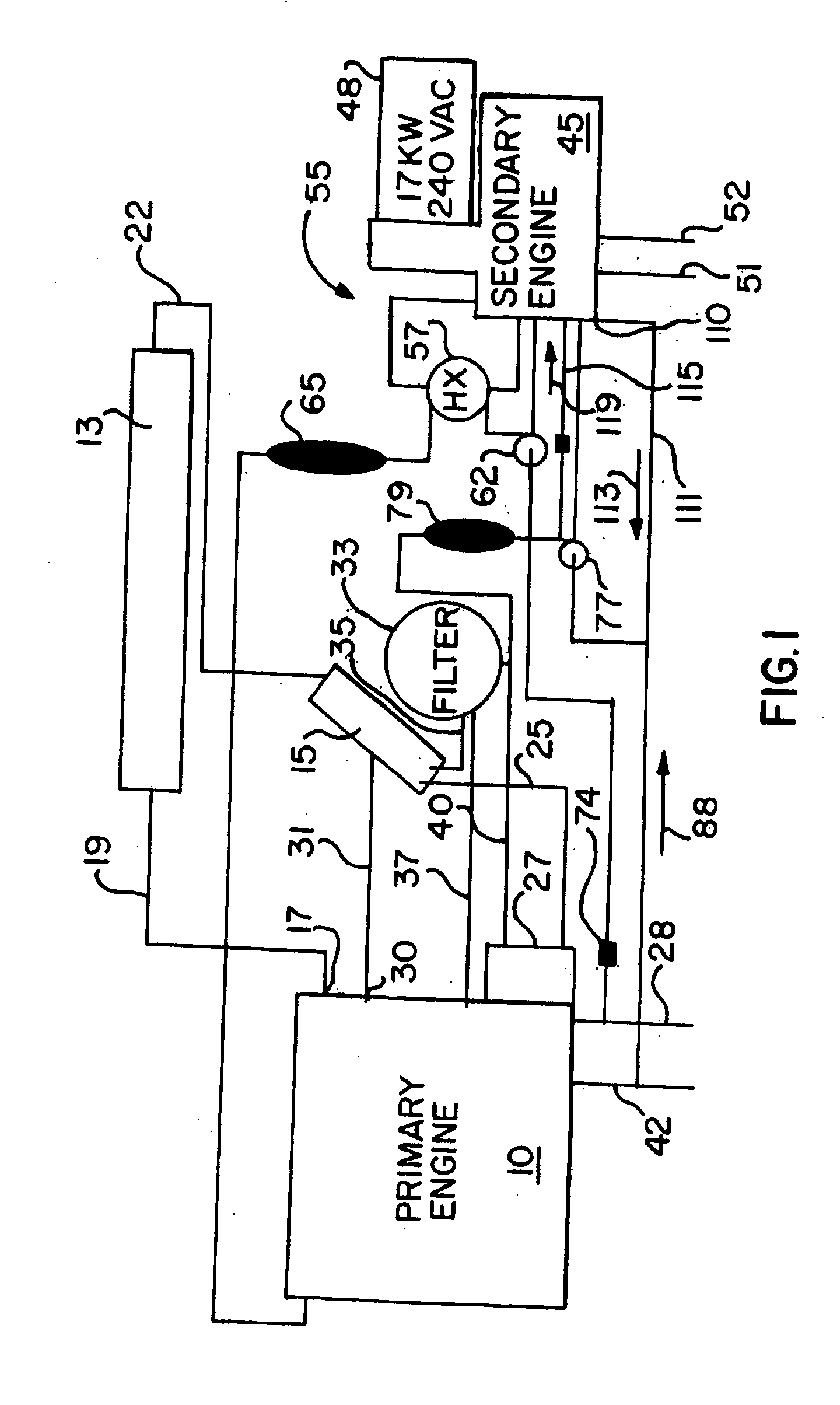 System and method for supplying auxiliary power to a large diesel engine