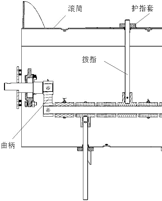 Telescopic shifting finger protecting cover structure for spiral pushing and conveying device and mounting mode