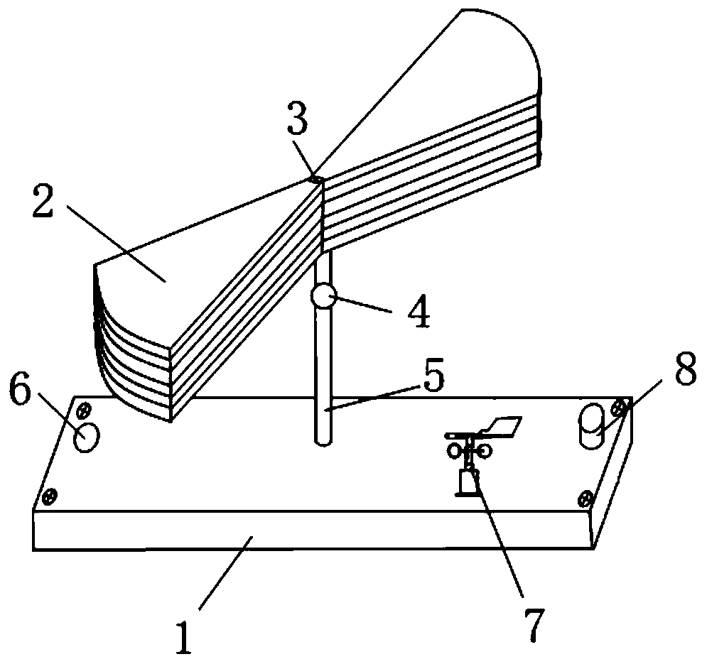 Fan-shaped unmanned ship solar charging device for water quality detection