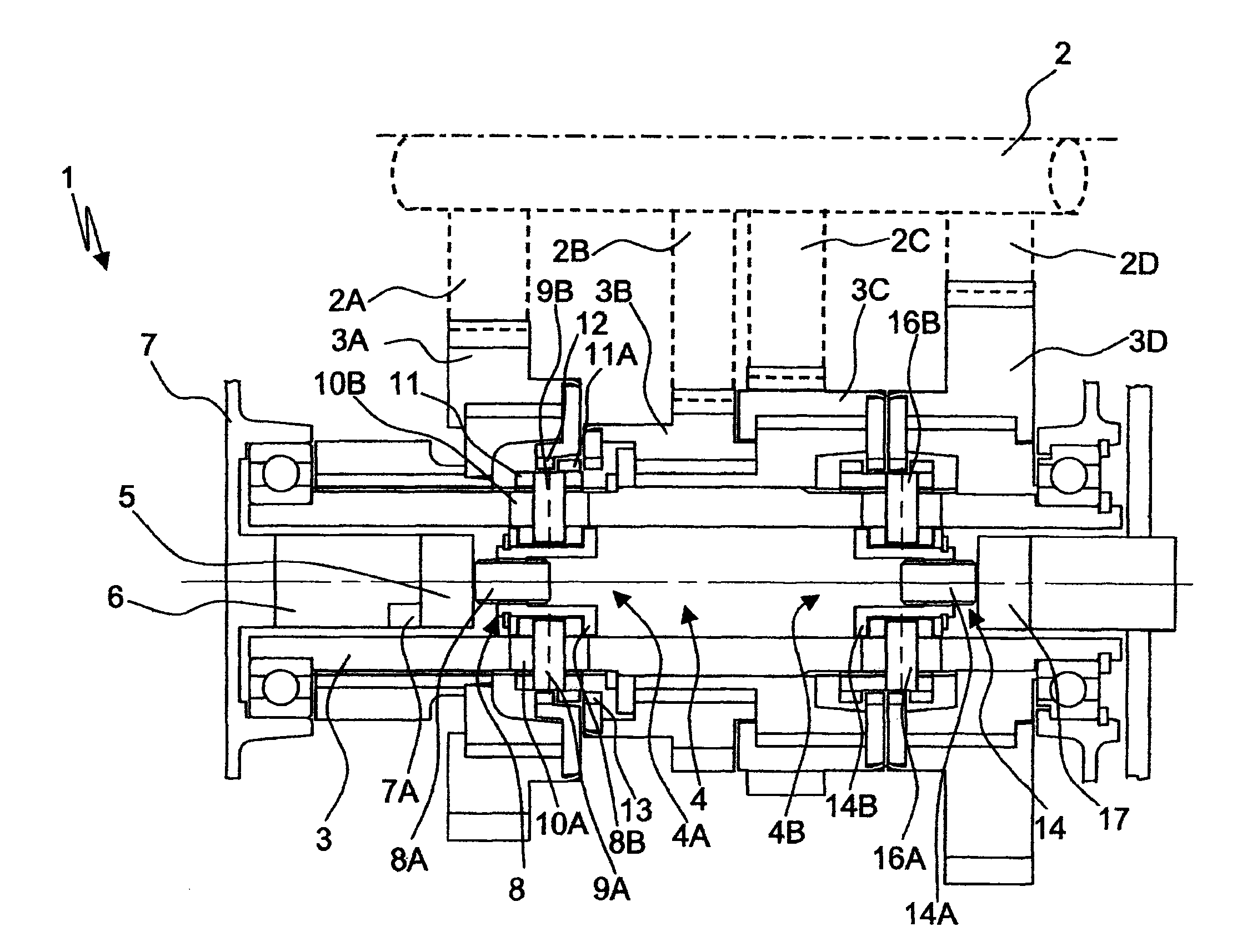 Device for actuating a gearwheel, which is designed as a loose wheel, of a transmission device