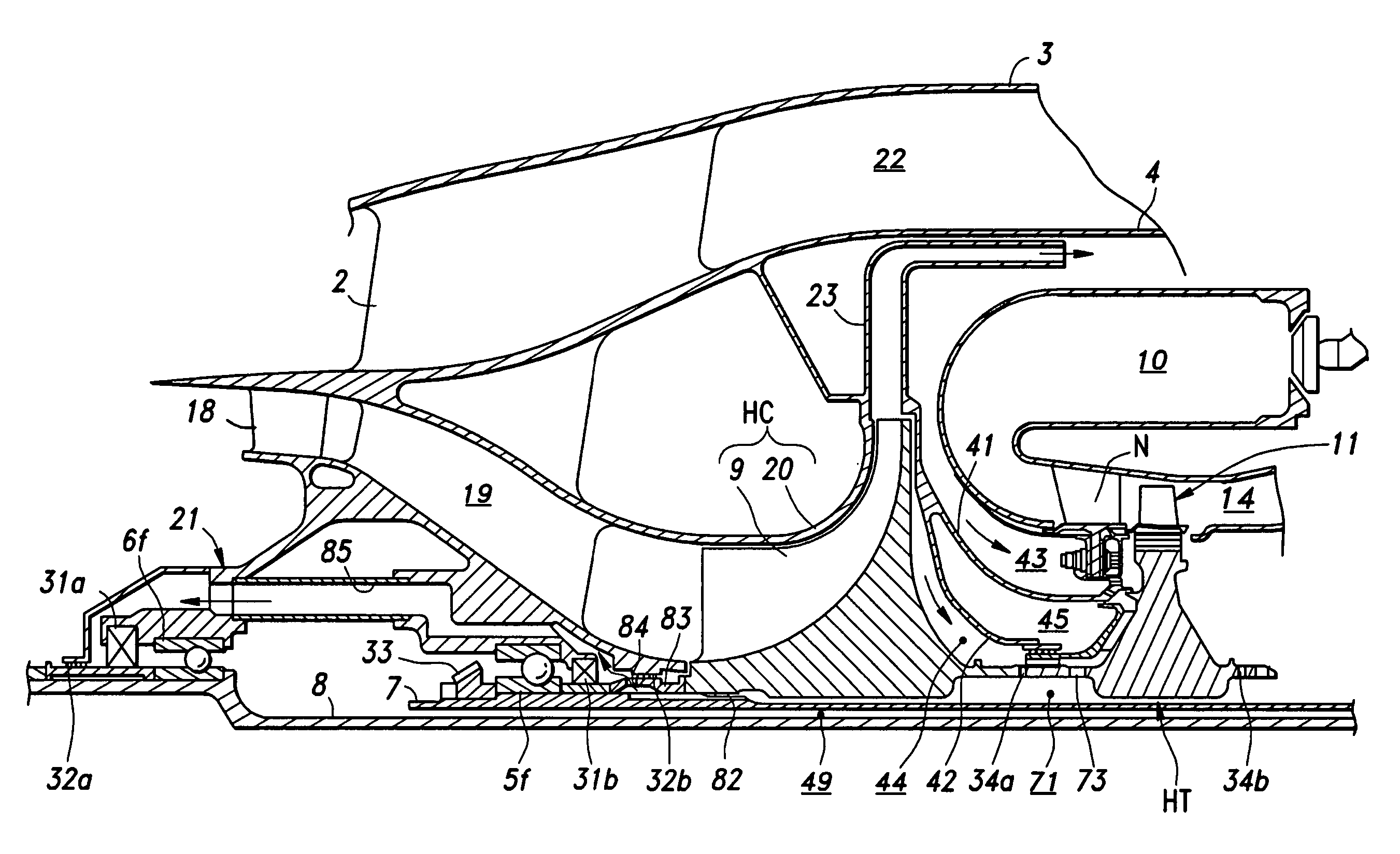 Device for supplying secondary air in a gas turbine engine