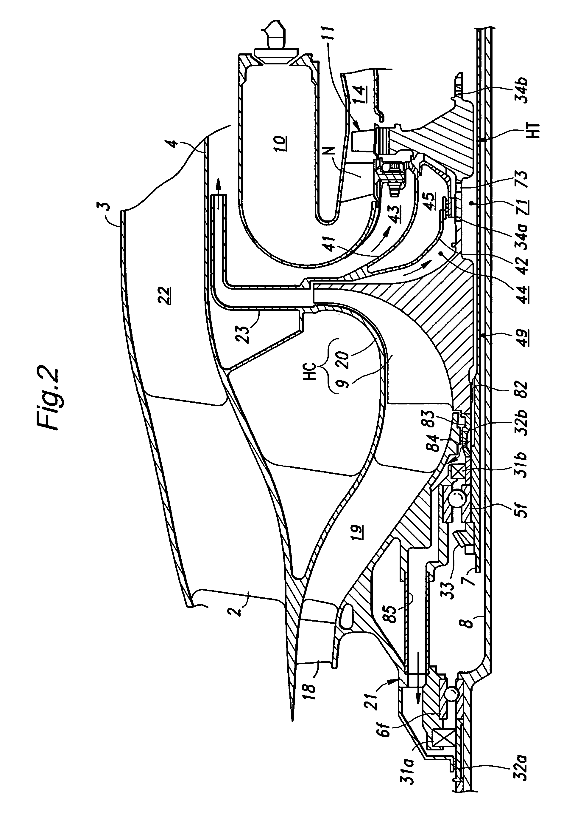 Device for supplying secondary air in a gas turbine engine