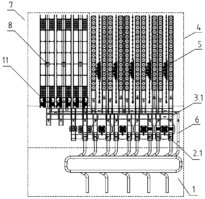 Storage and separation integration method based on combination of multi-station joint robots and multiple layers of shuttle cars