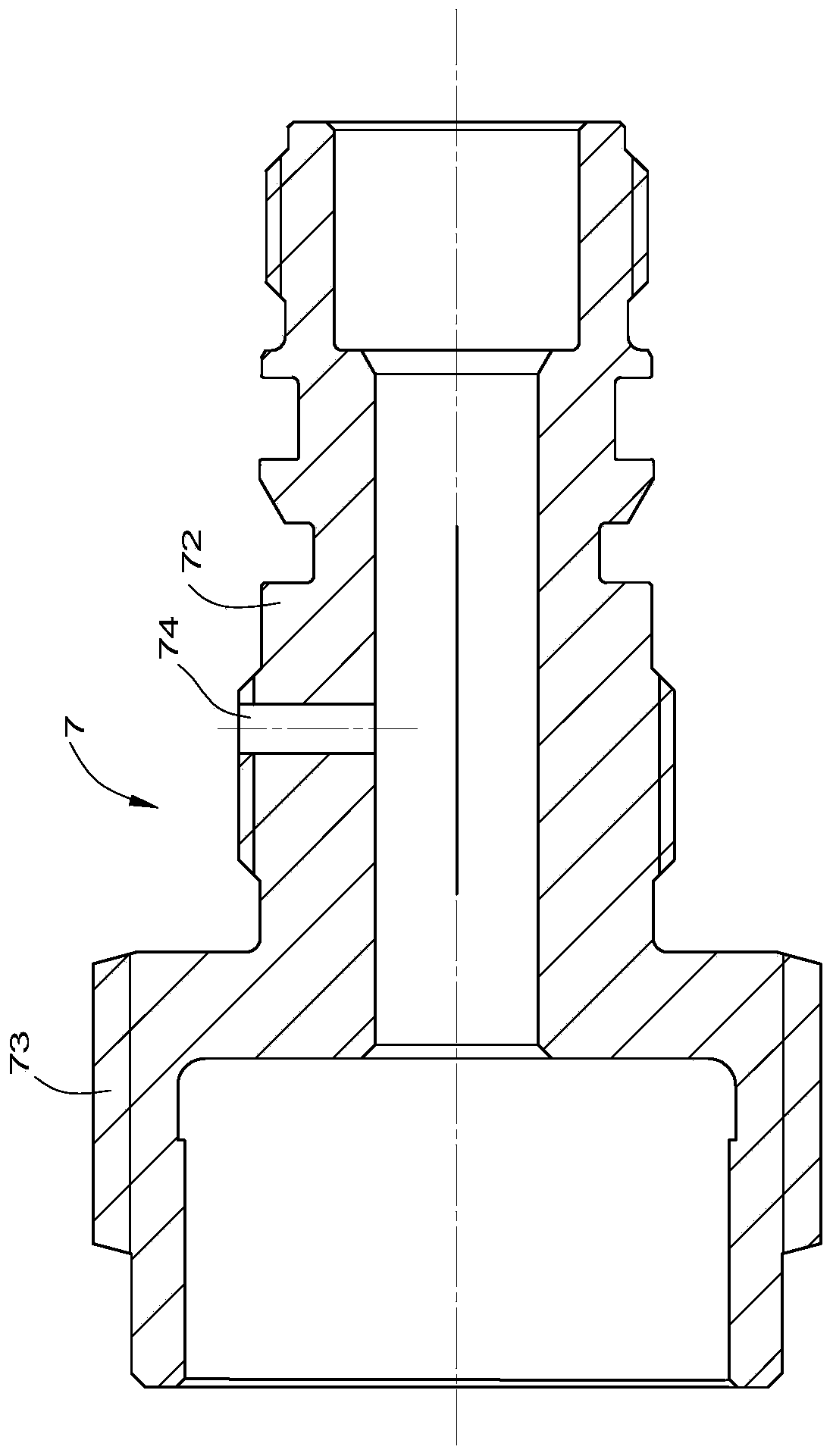 Thread inserted pilot pressure increasing secondary overflow valve