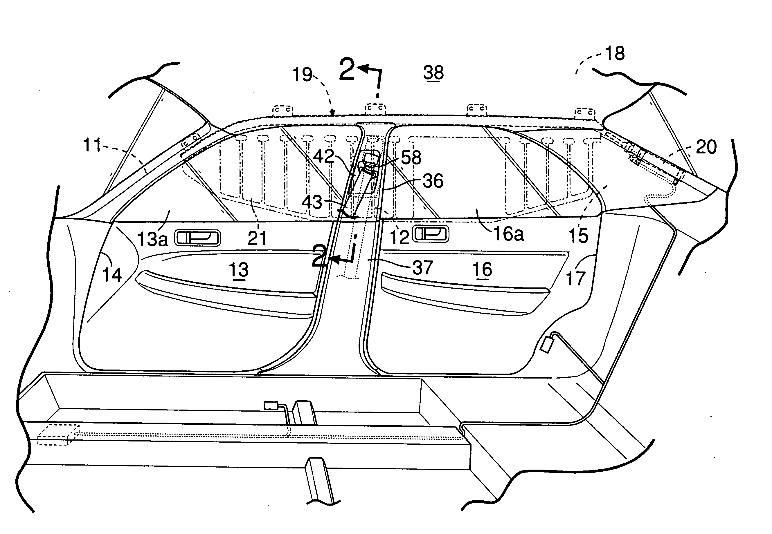 Adjustment structure of seat belt device in vehicle