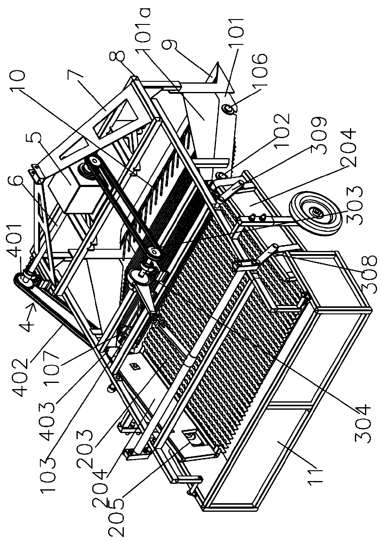 Rod chain and side backward inclined vibrating screen combined residual film recovery machine