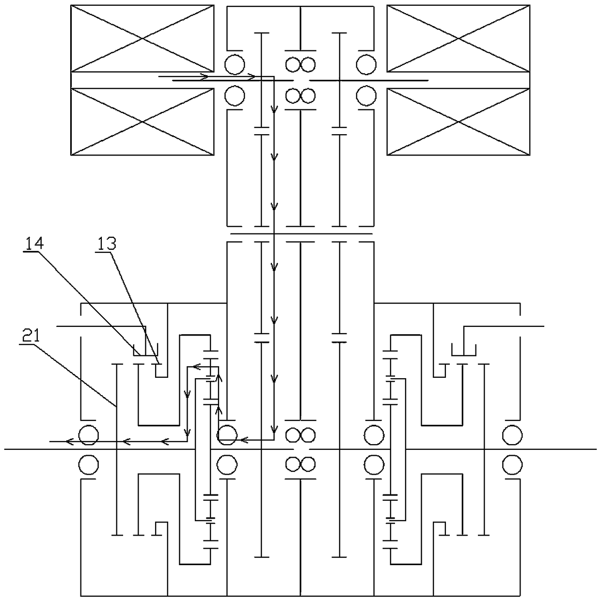 Double-input and double-output wheel-sided transmission assembly