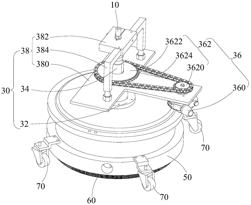 Water jetting washing device and ship wall rust removing wall-climbing robot