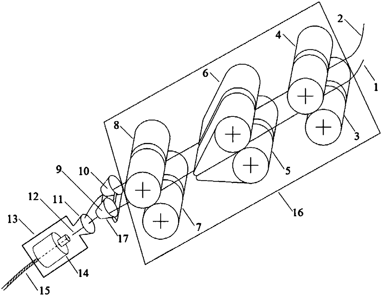 Processing device and method of air-jet vortex spun blended yarn