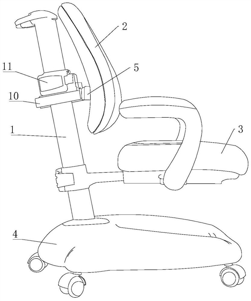 Study chair with adjustable backrest