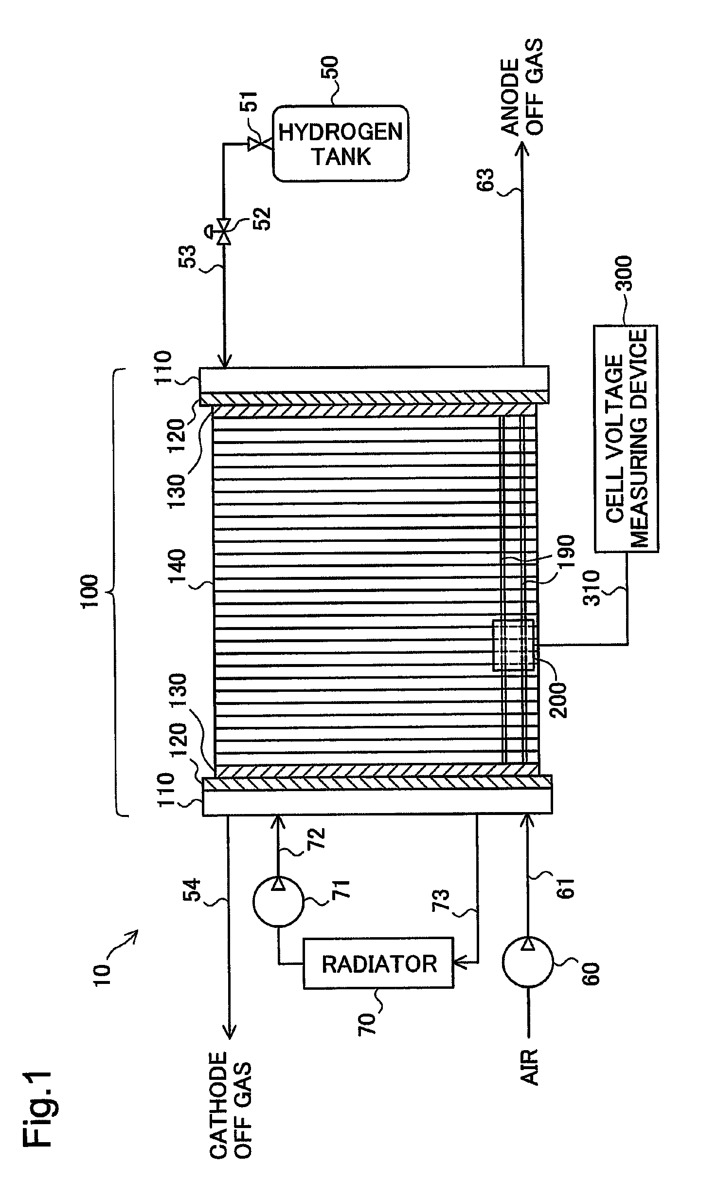 Terminal device for cell voltage measurement of a fuel cell