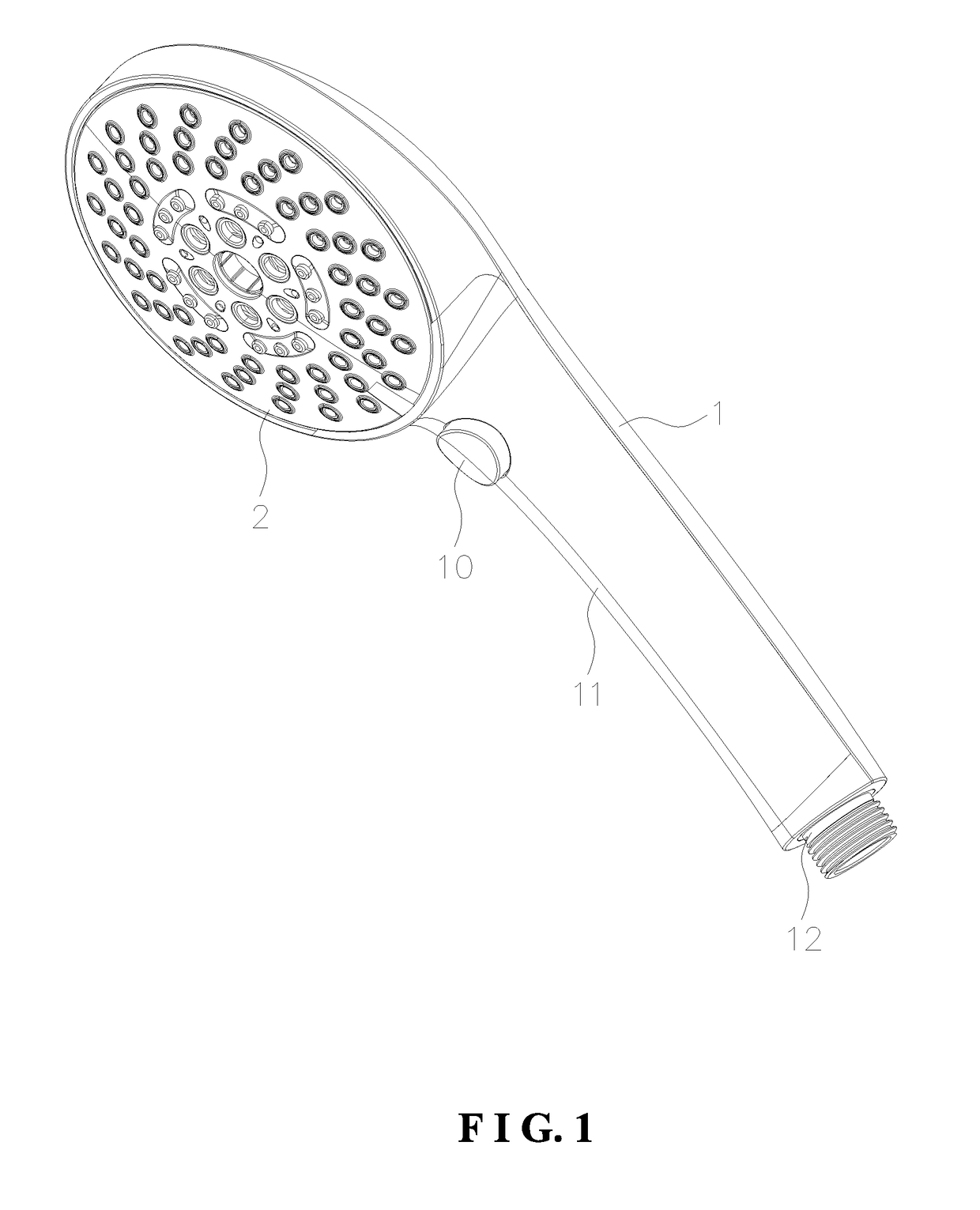 Button switching type handheld shower head