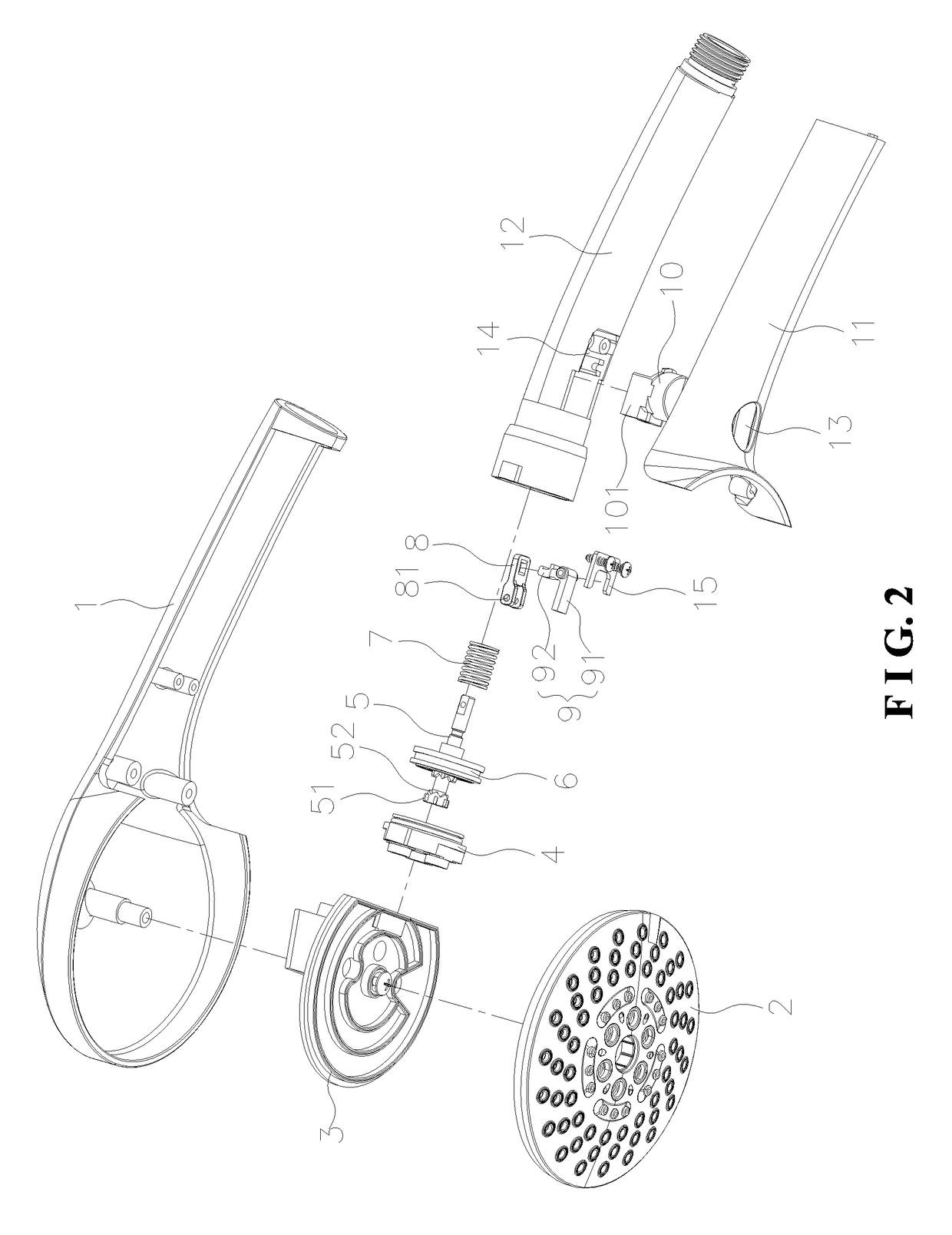 Button switching type handheld shower head