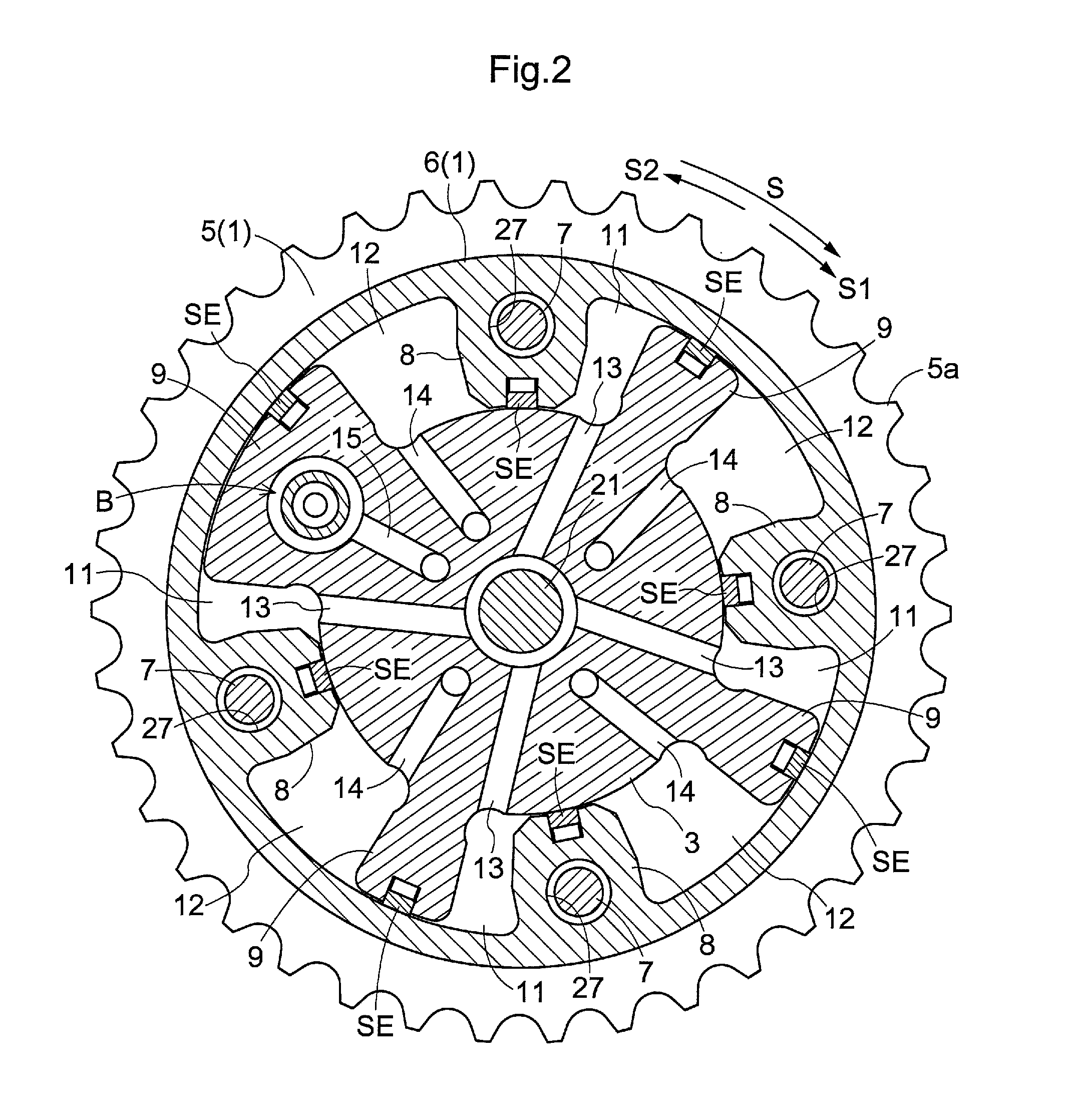 Valve opening-closing timing control device and method for attaching front member thereof