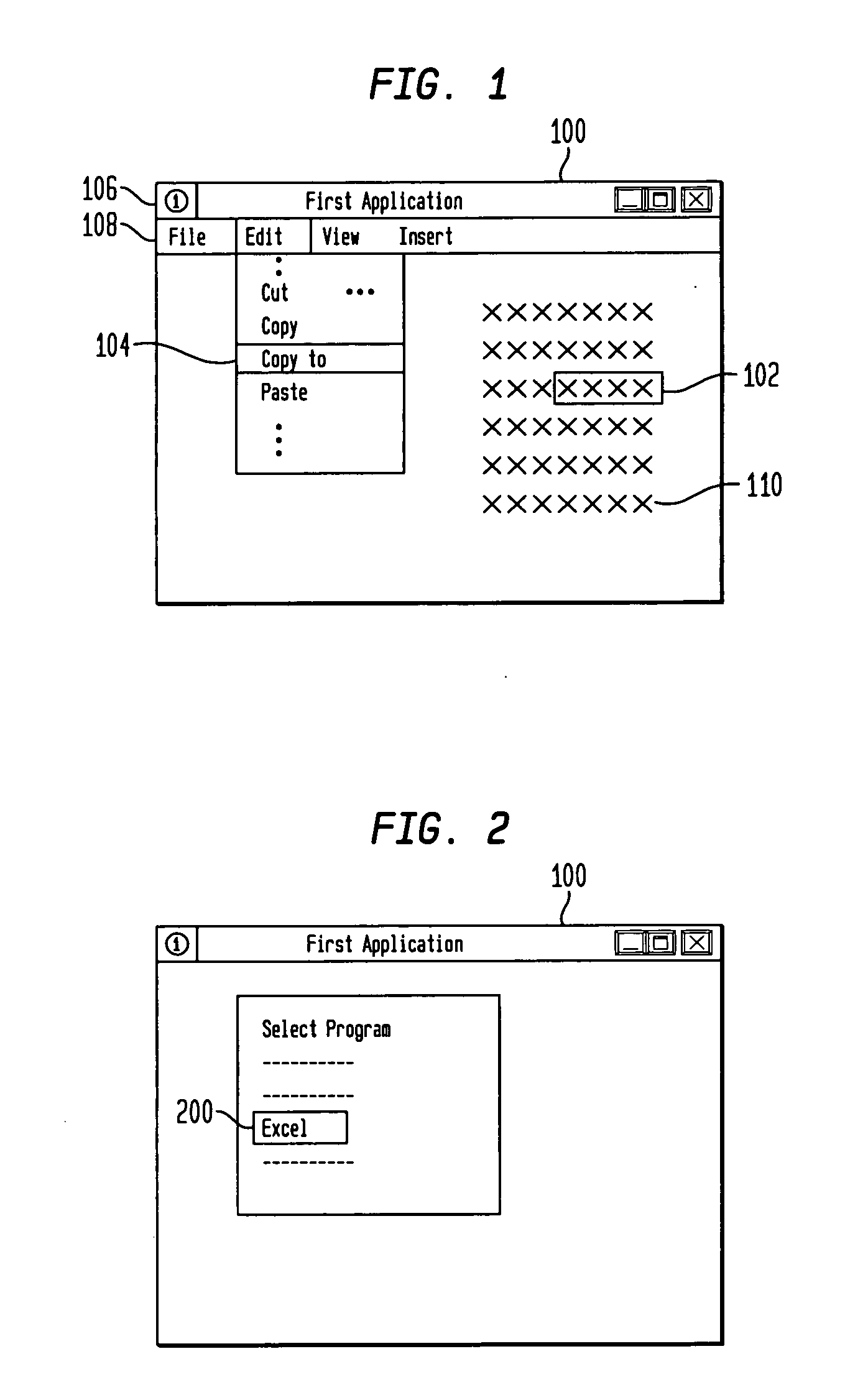 User specified transfer of data between applications