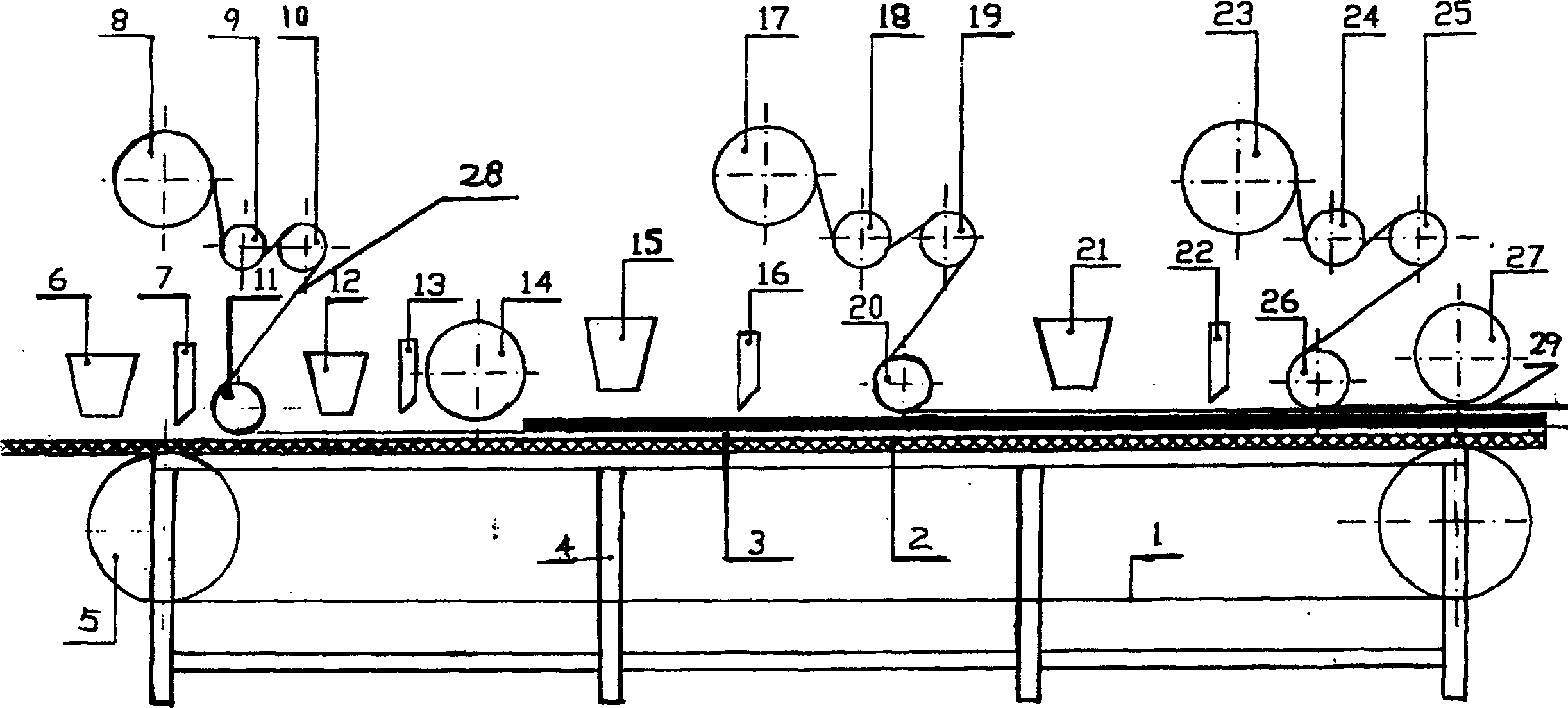 Process and equipment for producing external adhesive type composite plate