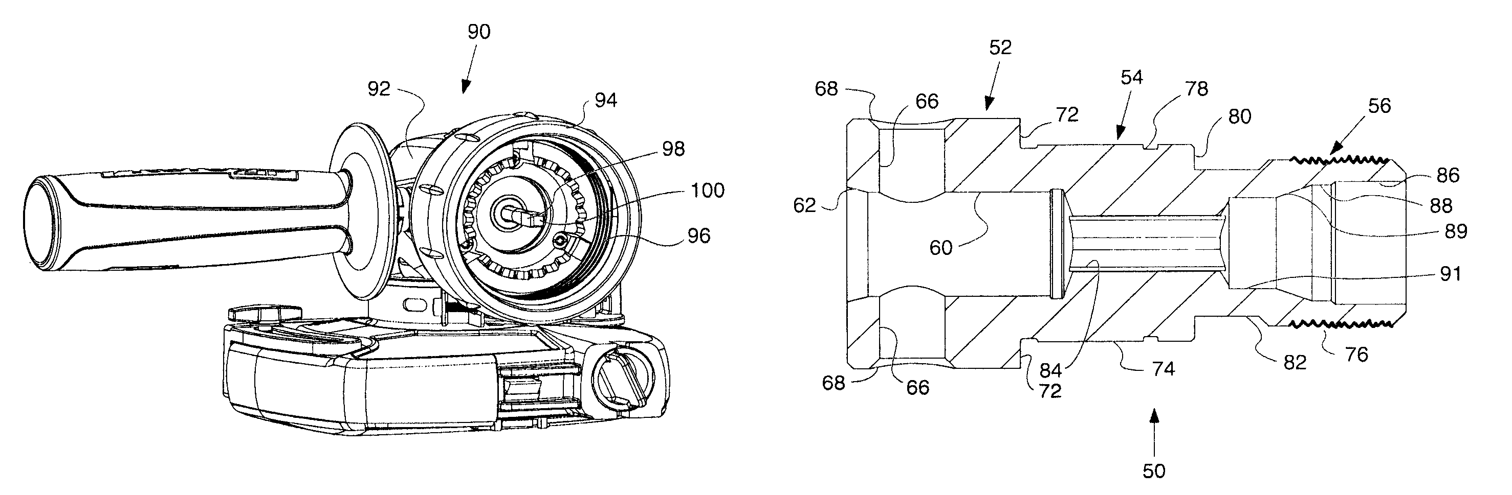 Drive system for interconnecting attachment devices and handheld rotary power tools