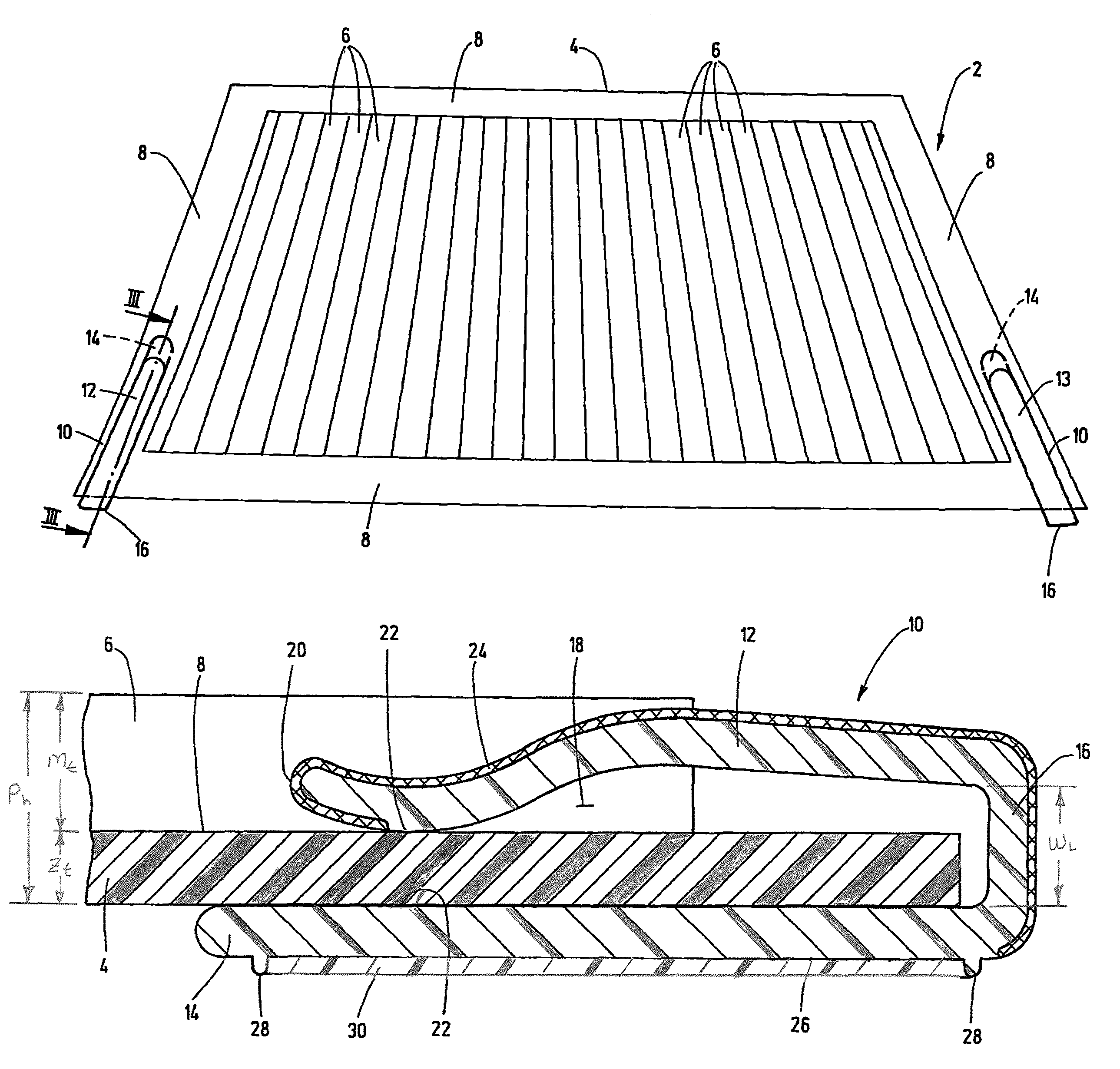 Panel arrangement with clamping clip