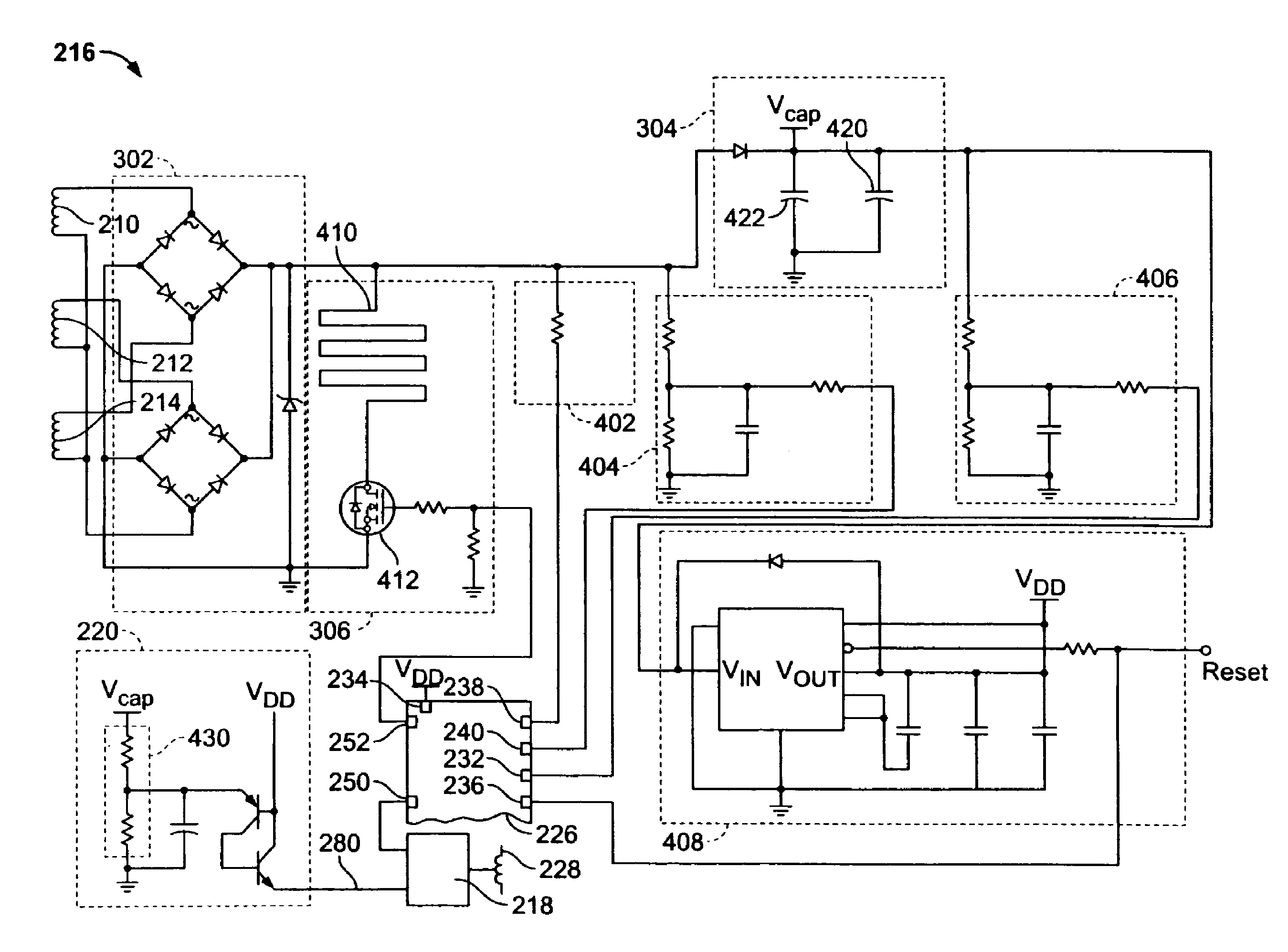 Method and system of fault powered supply voltage regulation