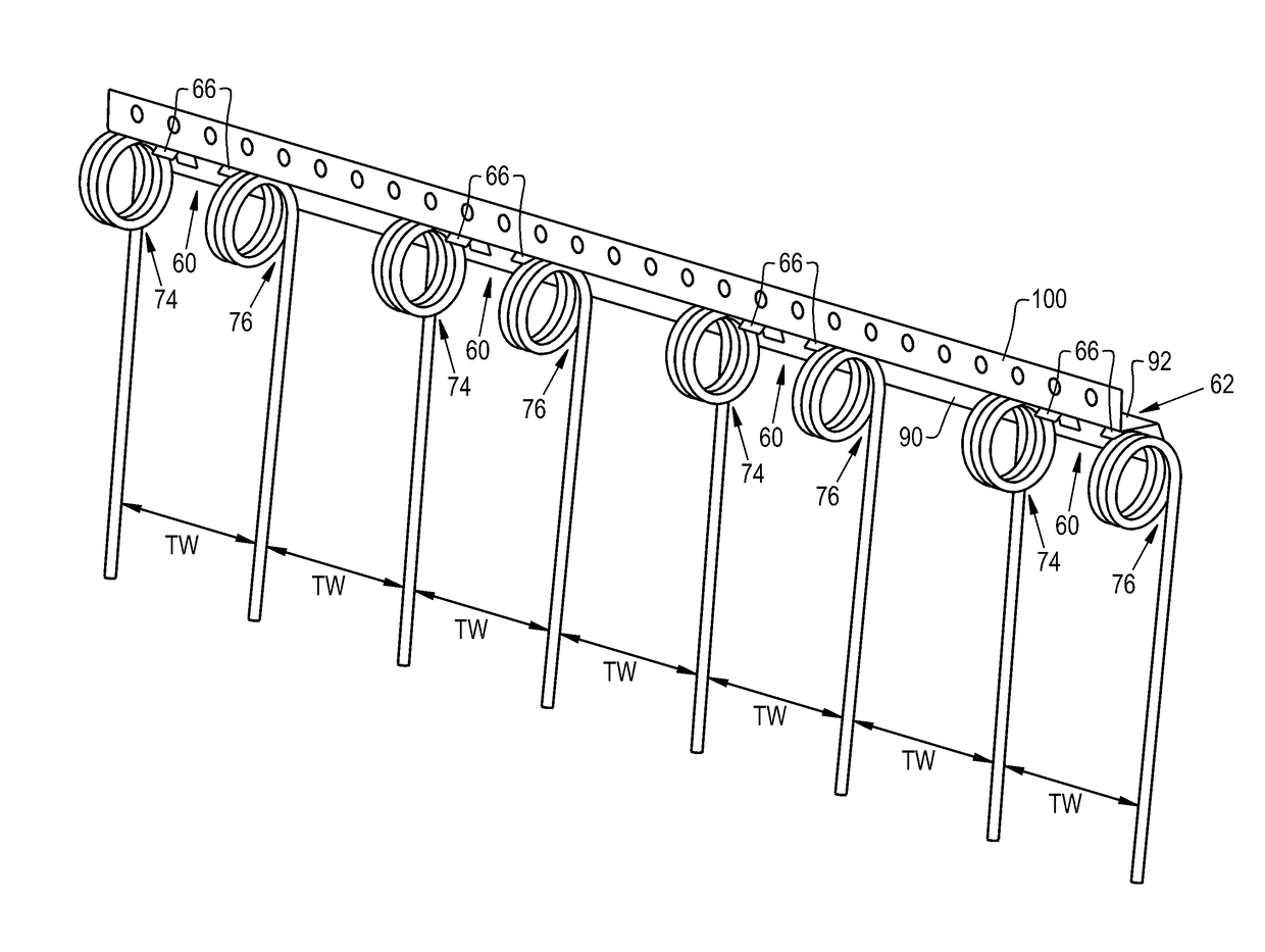 Agricultural implement with boltless tines